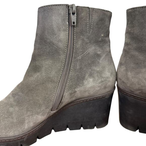 Gabor Womens Gray Suede Side Zip Wedge Ankle Boots Booties sz UK 5 / US 7.5 - Picture 4 of 15